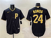 Men's Pittsburgh Pirates #24 Barry Bonds Black Cool Base Stitched Jersey,baseball caps,new era cap wholesale,wholesale hats